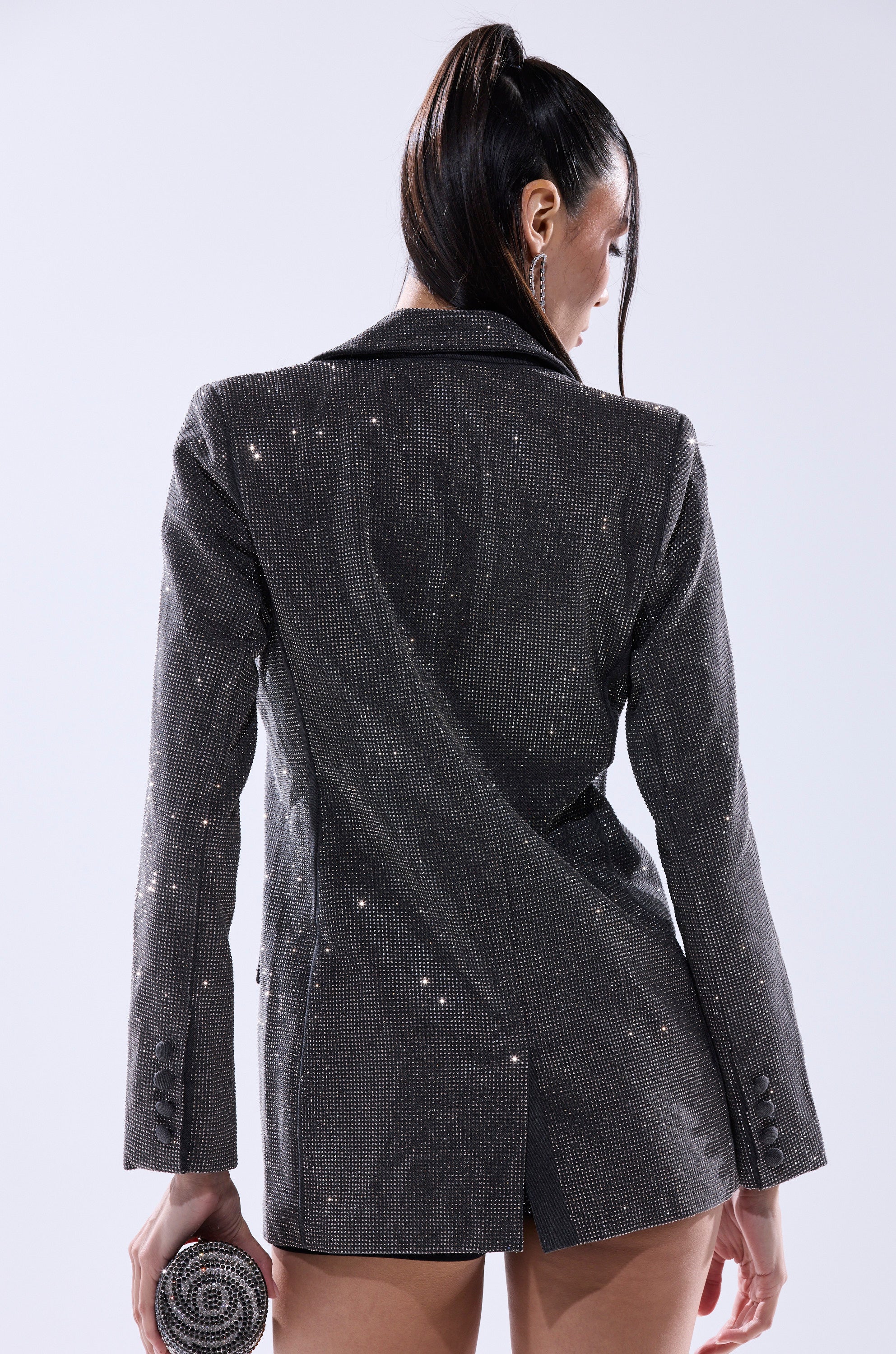 ALL EYES ON ME EMBELLISHED DENIM BLAZER