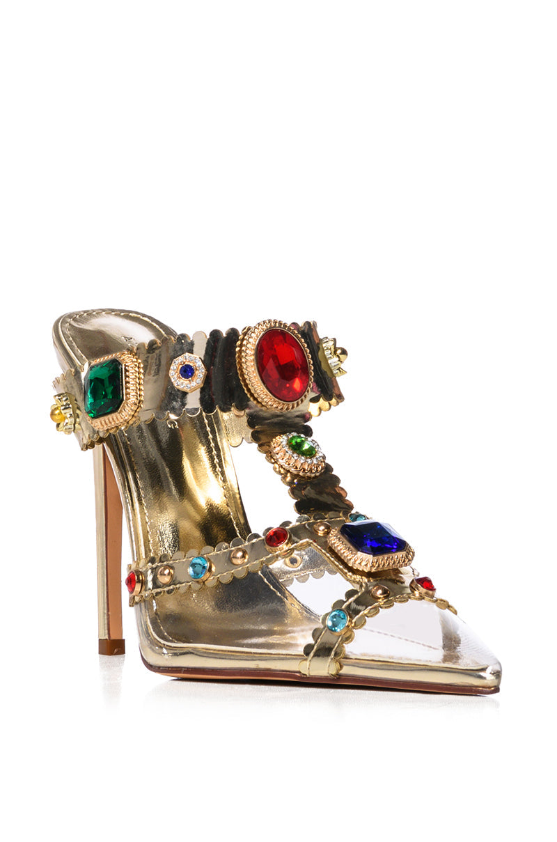 AZALEA WANG ZYA MULTI GOLD EMBELLISHED PVC PUMP