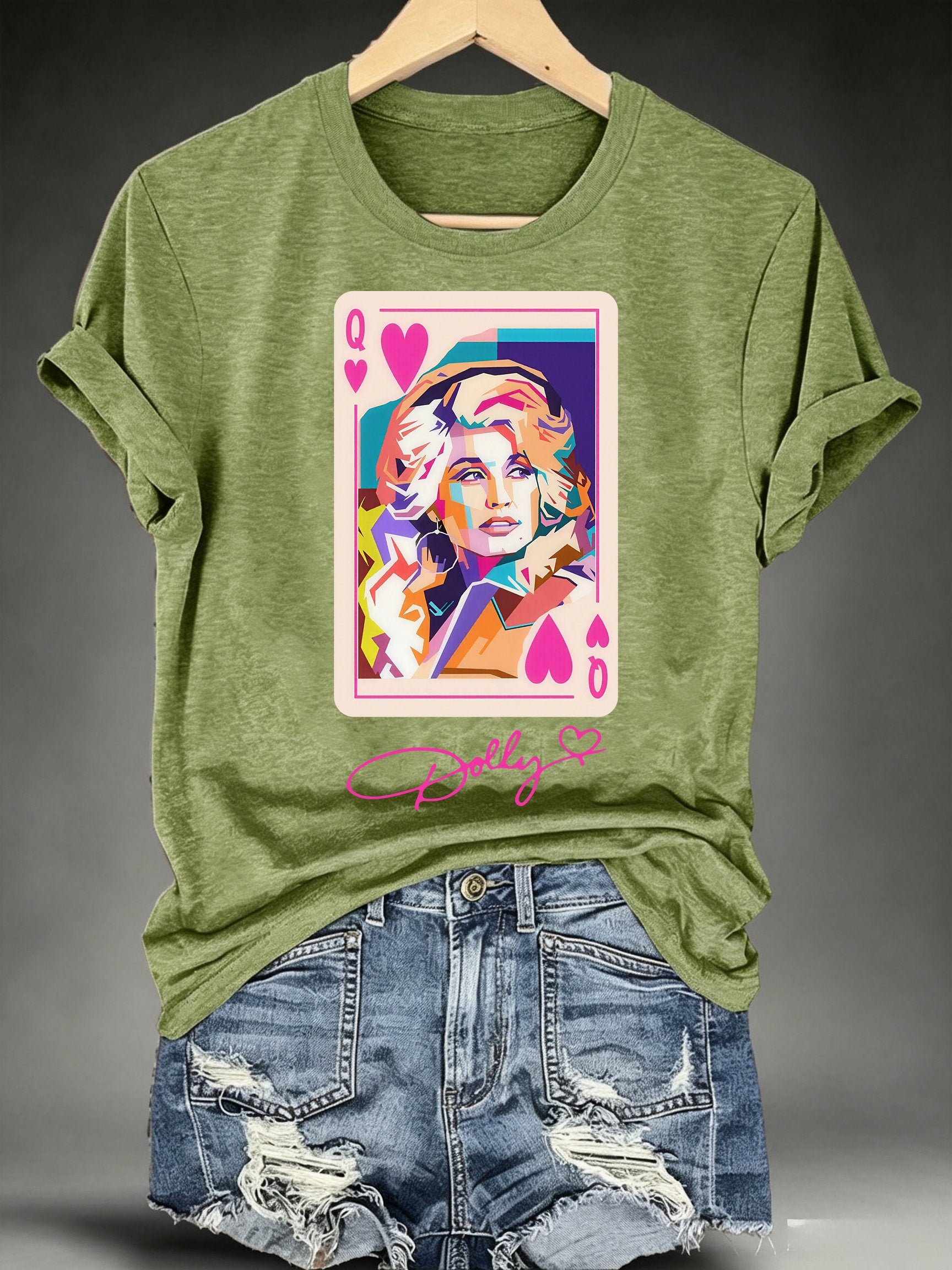 Women's Queen of Hearts Shirt Country Music Graphic Print T-Shirt