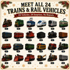 ⏰Christmas Early Bird 50% OFF-🎄🚂Trains & Rail Vehicles Advent Calendar 2026 – 24 Railway Surprises