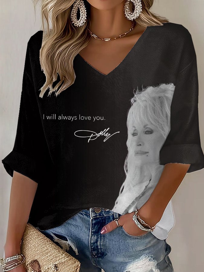 Women'S Country Cowgirl Dolly Commemorative Print T-Shirt