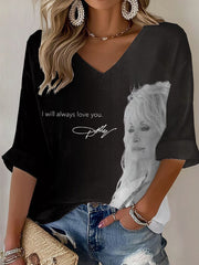 Women'S Country Cowgirl Dolly Commemorative Print T-Shirt