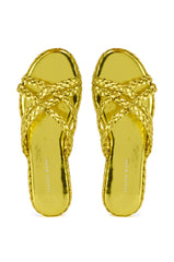 AZALEA WANG AMMON YELLOW METALLIC BRAIDED SANDAL