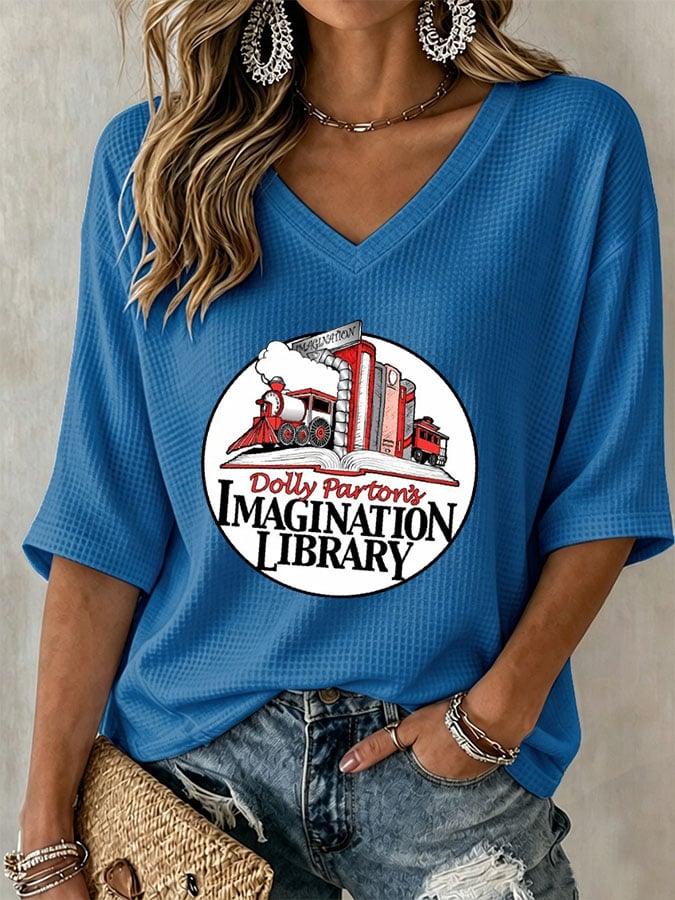 Women's Casual Printed Waffle Top