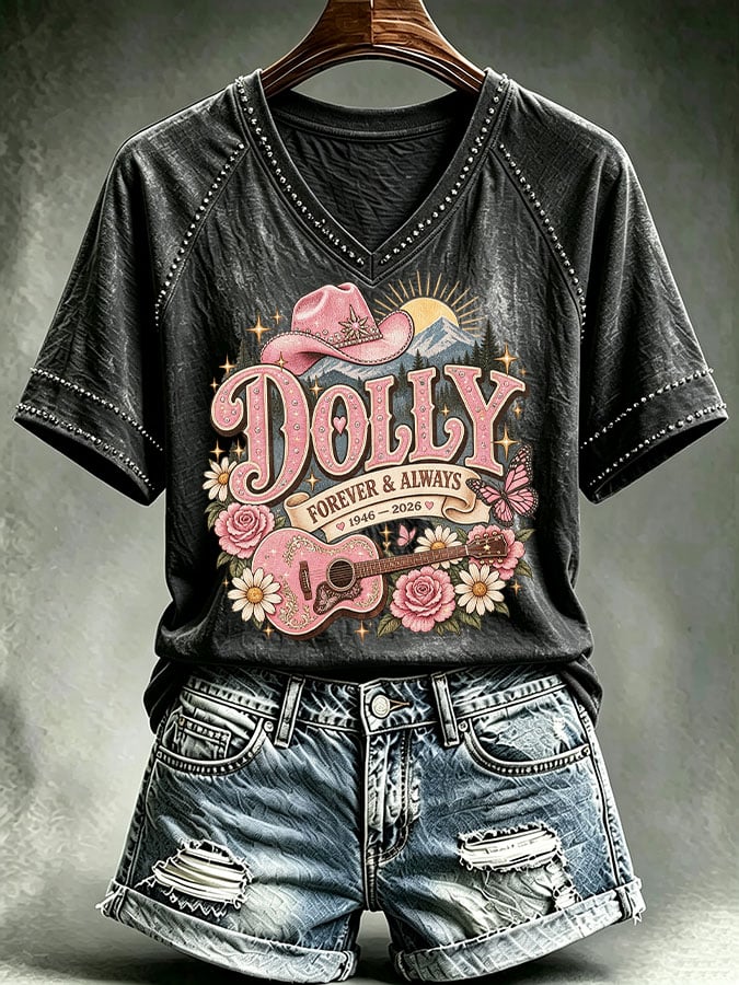 Women's Country Music Legend Tribute Print Casual T-shirt