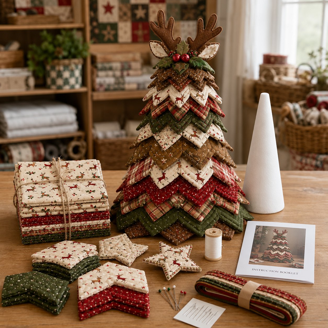 ✅ 🔥 LAST DAY 50% OFF 🎄 DIY Quilted Santa Christmas Tree Kit – Create a Cozy Handmade Holiday Decoration
