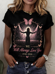 Women's "We Will Always Love You" Print Crew Neck T-Shirt