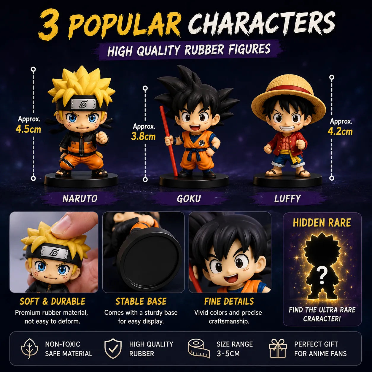 24 Anime Mystery Figures Blind Box Advent Calendar – Collectible Mini Rubber Figures (3–5cm) with Hidden Rare