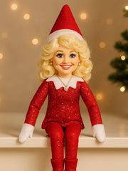 Dolly Parton On A Stoop Christmas Elf Doll