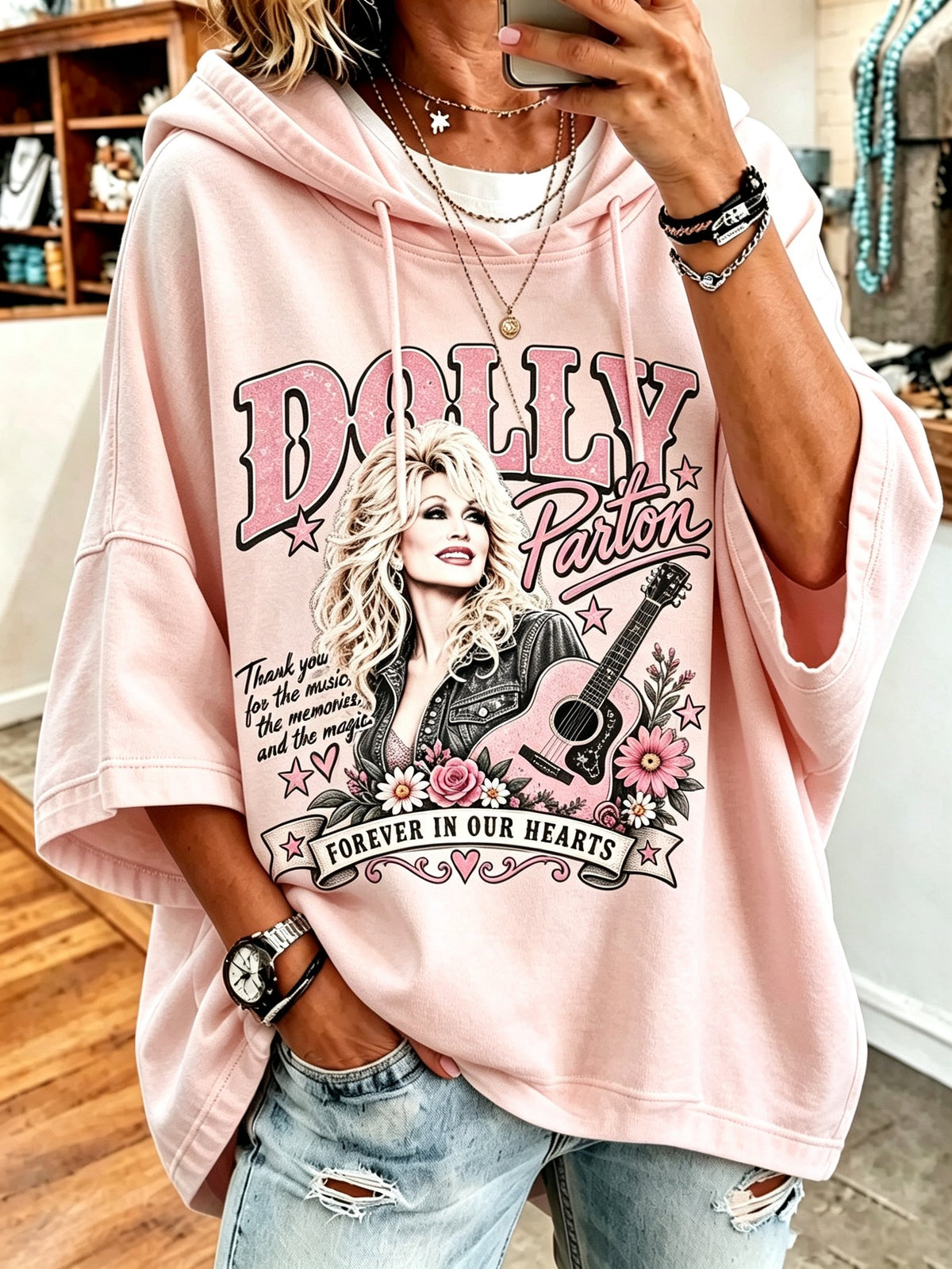 Women's Dolly Parton Memorial Print Hoodie