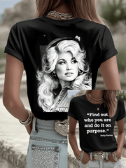 Women's Forever Our Queen of Country Print Short-Sleeve Top