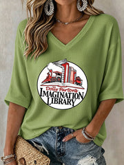 Women's Casual Printed Waffle Top