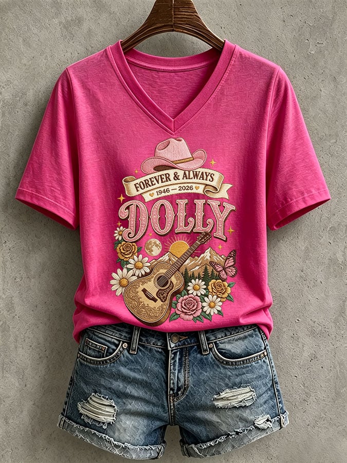 Women's Country Music Legend Tribute Print Casual T-shirt