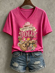 Women's Country Music Legend Tribute Print Casual T-shirt