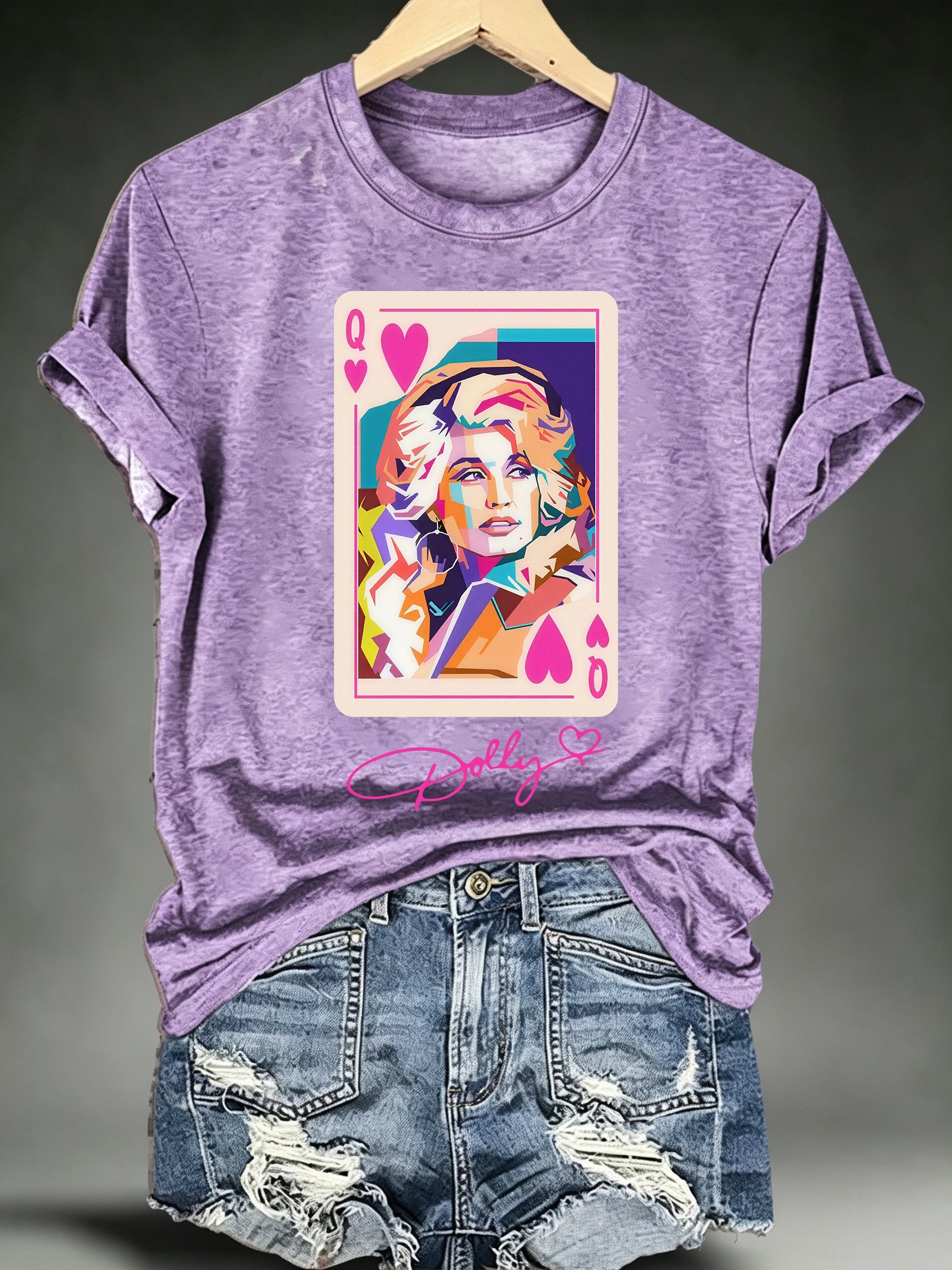 Women's Queen of Hearts Shirt Country Music Graphic Print T-Shirt