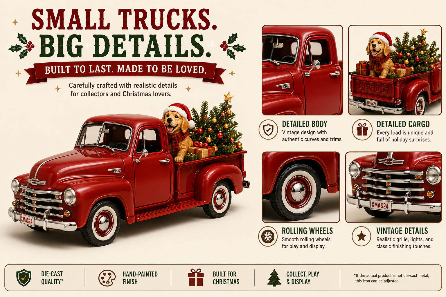 🎄 🛻Christmas Pickup Truck Advent Calendar – 24 Unique Holiday Trucks with Festive Surprises