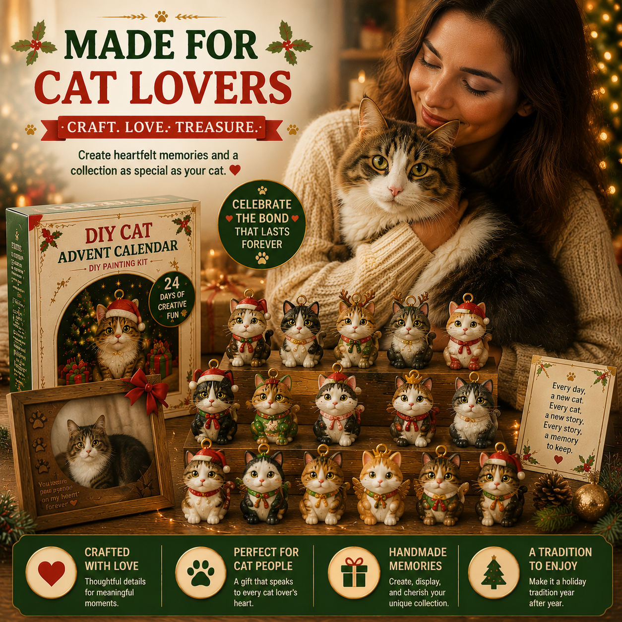🐱 DIY Cat Advent Calendar 2026 – 24 Days of Painting Magic, Create Your Own Christmas Cat Ornaments