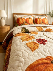 Pumpkin Patch Thanksgiving 3‐Piece Quilted Bedding Set