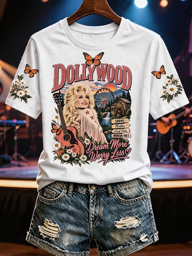Women'S Country Cowgirl Dolly Commemorative Print T-Shirt
