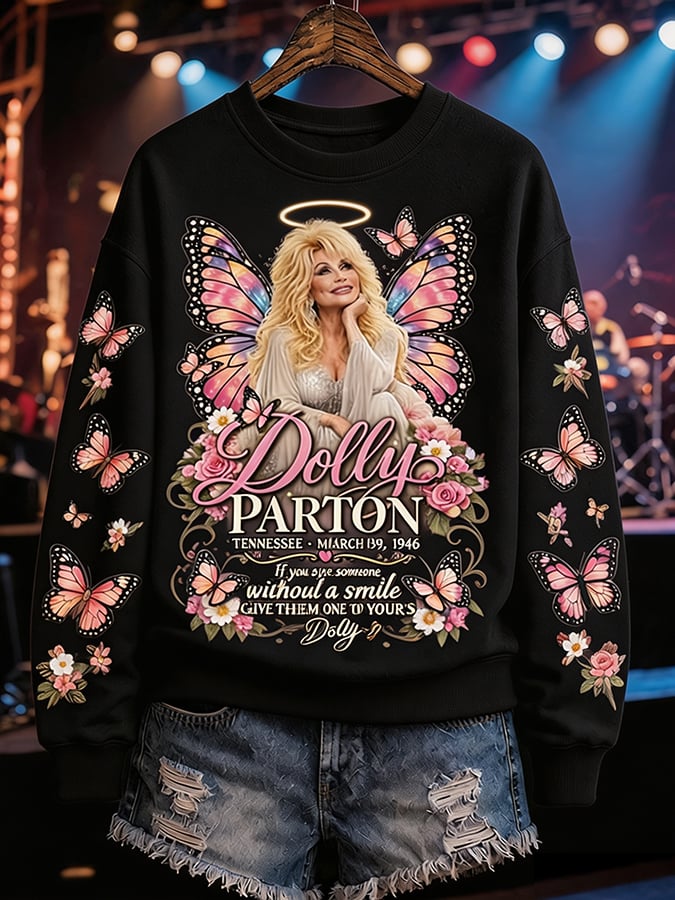 Women's Country Music Legend Tribute Print Casual Sweatshirt