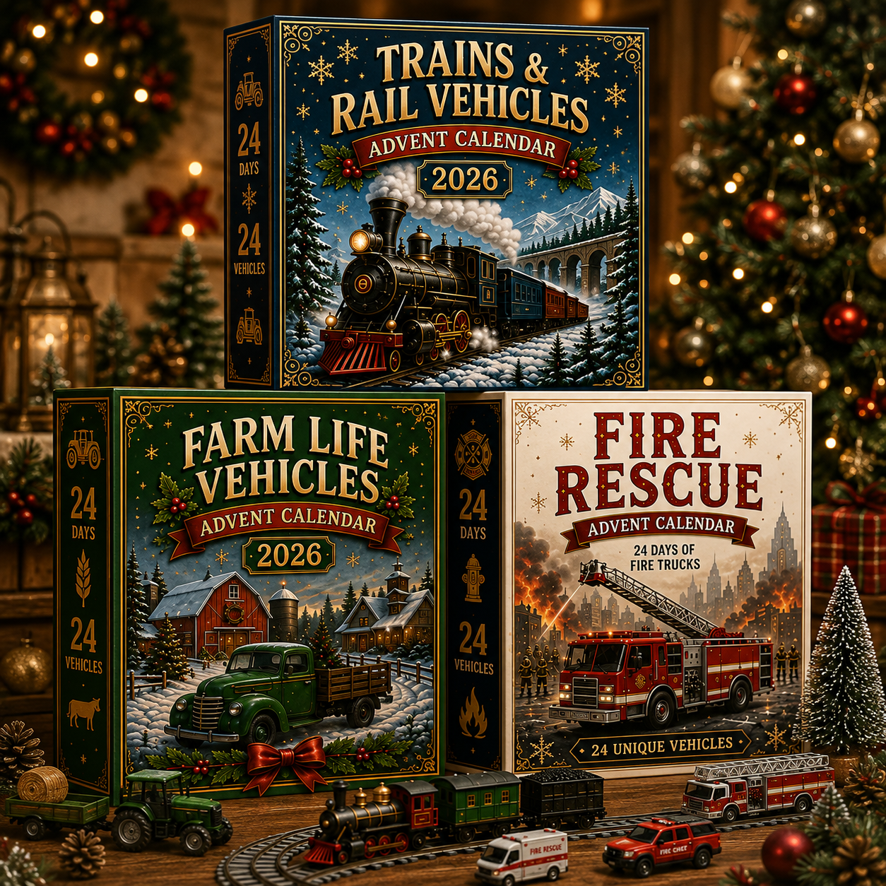 ⏰Christmas Early Bird 50% OFF-🎄🚂Trains & Rail Vehicles Advent Calendar 2026 – 24 Railway Surprises