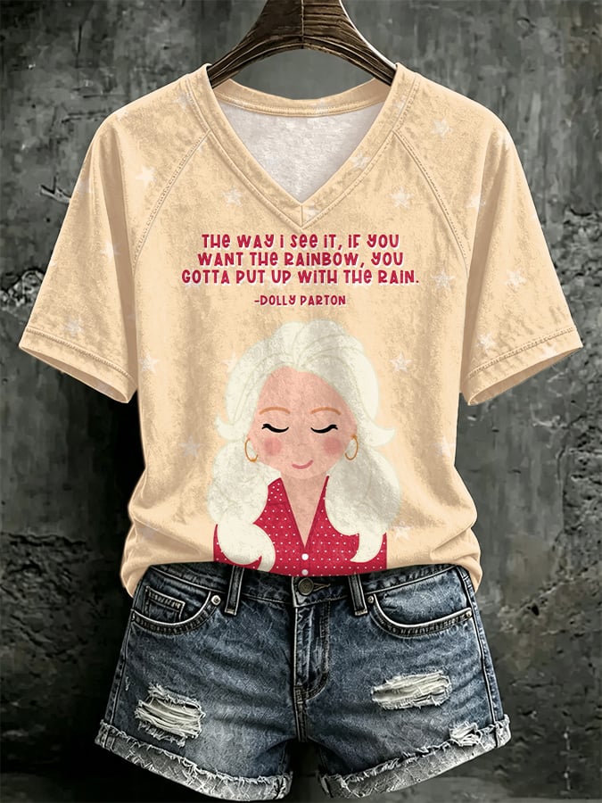 V Neck Retro The Way I See It, If You Want The Rainbow, You Gotta Put Up With The Rain Print T-Shirt