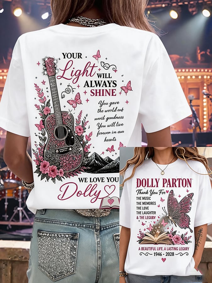 Women'S Country Cowgirl Dolly Commemorative Print T-Shirt