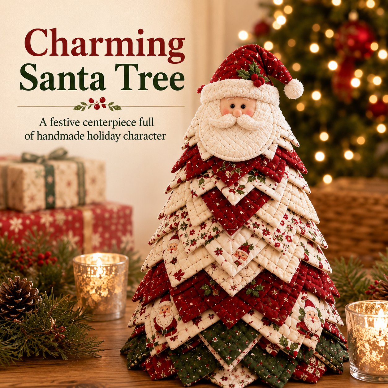 ✅ 🔥 LAST DAY 50% OFF 🎄 DIY Quilted Santa Christmas Tree Kit – Create a Cozy Handmade Holiday Decoration