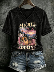 V Neck Retro Great Smoky Mountains A Light That Won't Fade Print T-Shirt