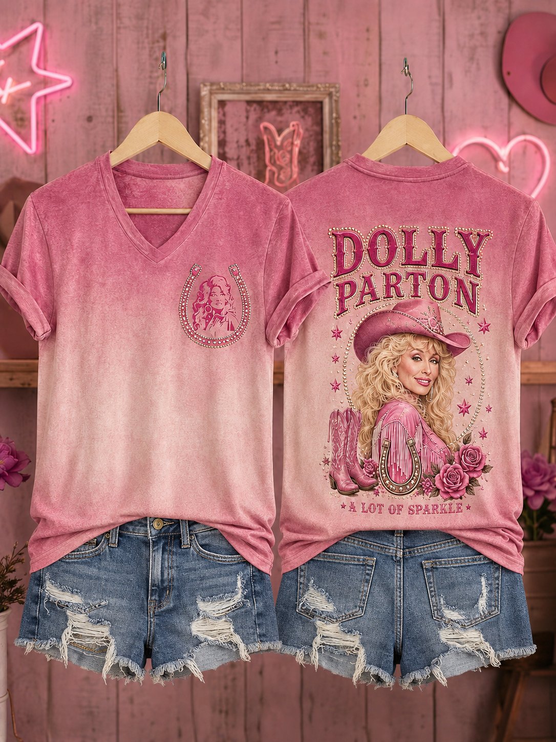 Women's Printed T‐shirt, Tribute to Country Music Legend Dolly Parton