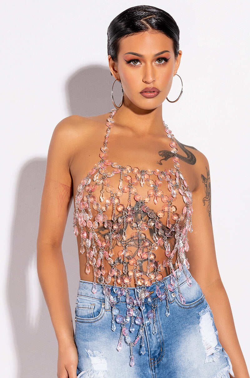 FANTASY DRIP PINK Y2K BODY CHAIN TOP