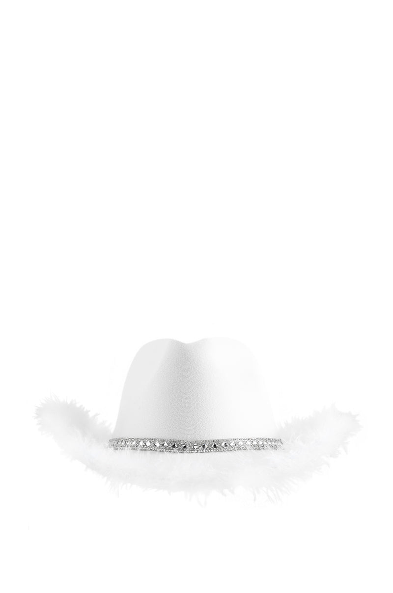FEATHER TRIM COWBOY HAT