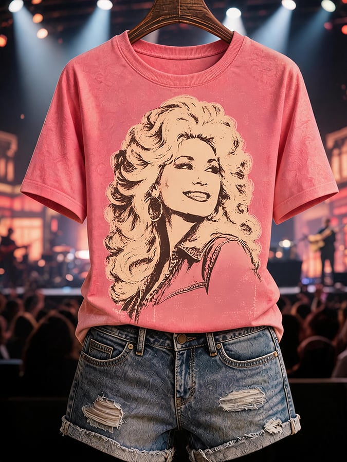 Women'S Country Cowgirl Dolly Commemorative Print T-Shirt