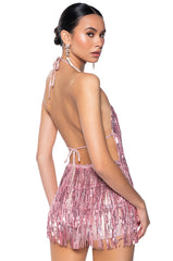 FLAPPER FRINGE ROMPER IN LIGHT PINK