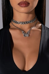FLUTTER BY RHINESTONE LAYERED NECKLACE
