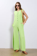 JUST LOUNGIN KNIT JUMPSUIT IN LIME