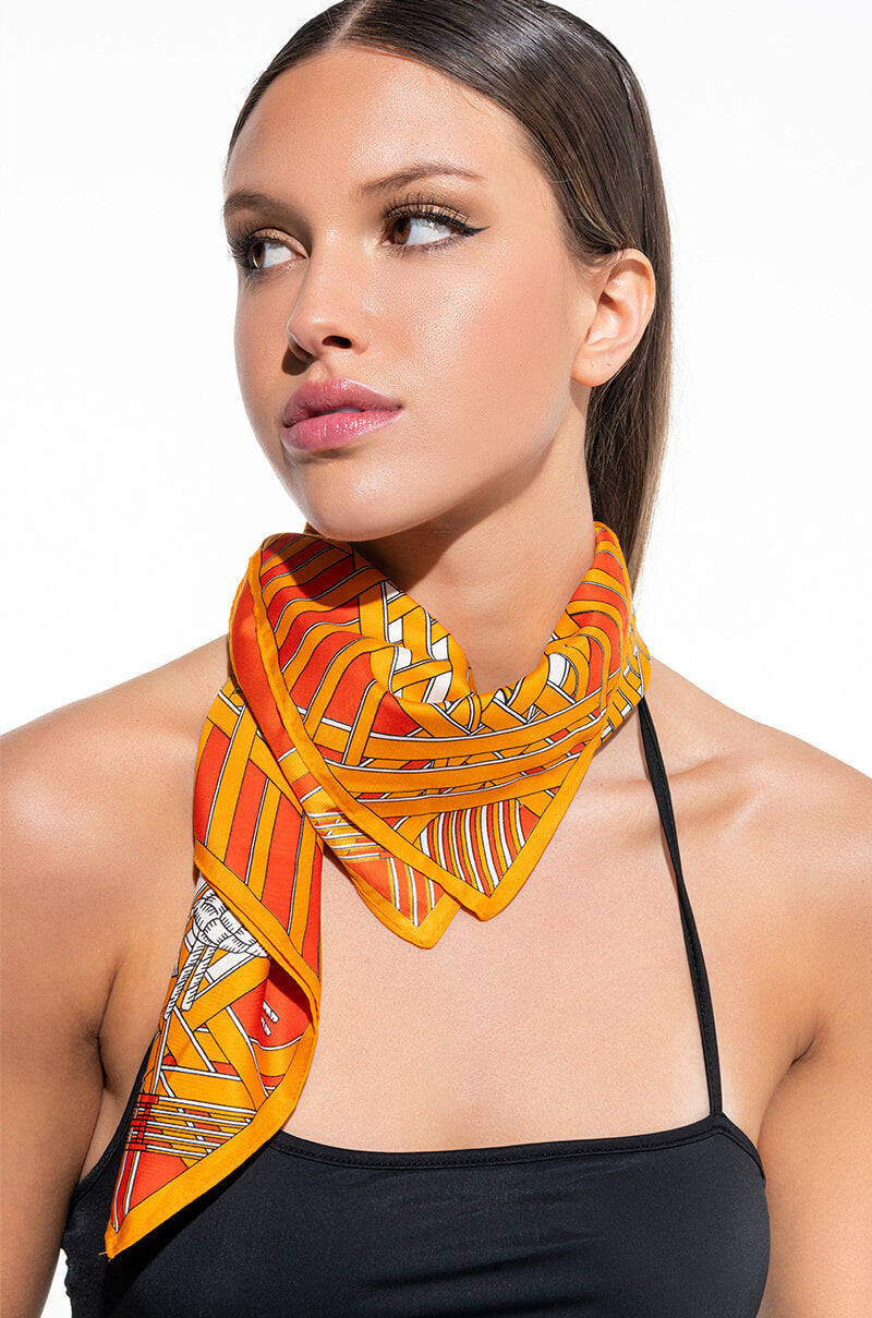 KNIGHTED ORANGE SILK SCARF