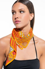 KNIGHTED ORANGE SILK SCARF