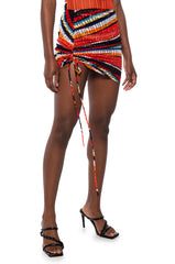 LOCALS ONLY SHEER STRIPE ADJUSTABLE MINI SKIRT