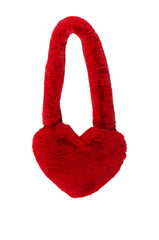 LANA FAUX FUR HEART BAG IN RED