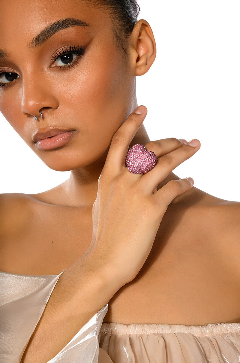 LOVEY DOVEY RHINESTONE COCKTAIL RING