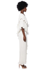 LUCIA PLEATED ONE SHOULDER JUMPSUIT IN WHITE