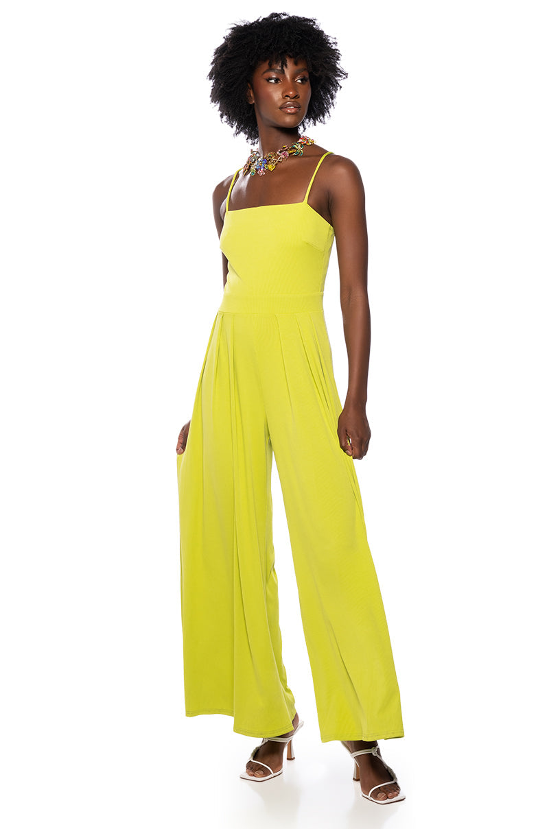 MEL WIDE LEG JUMPSUIT IN LIME