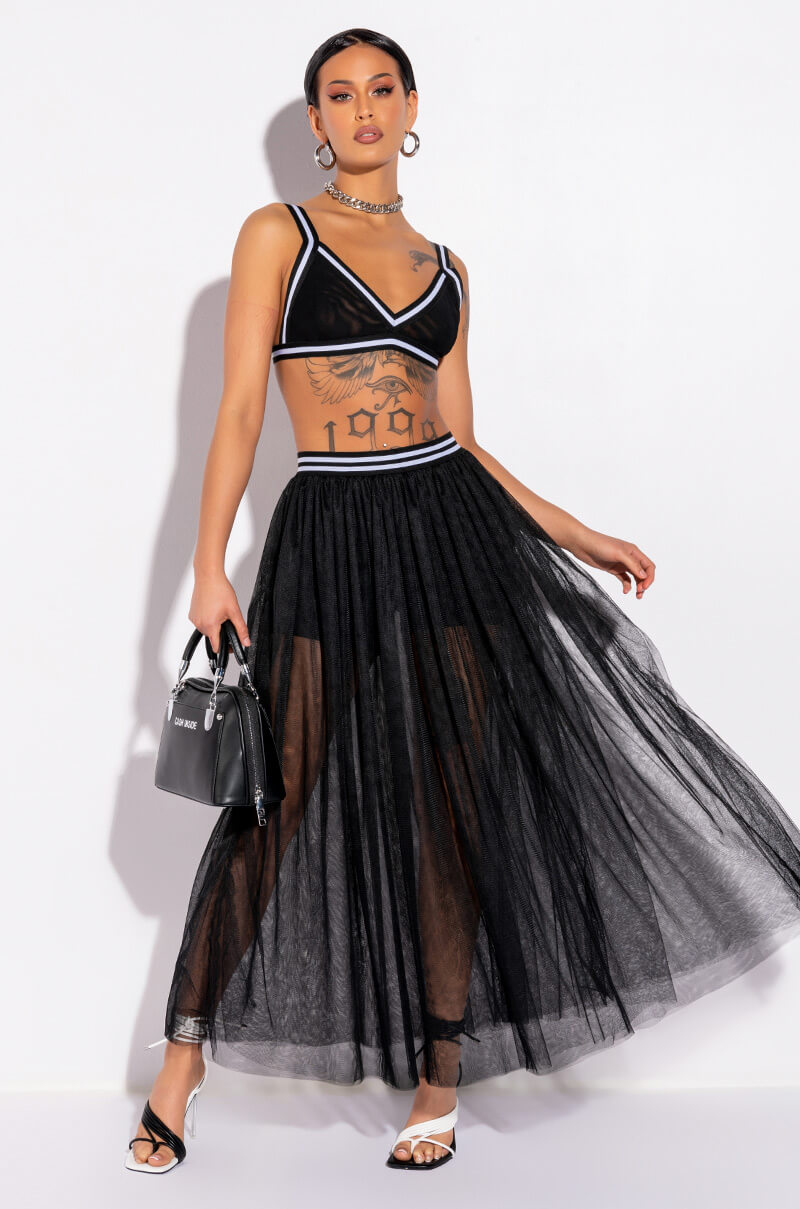 OFF DUTY MESH MAXI SKIRT