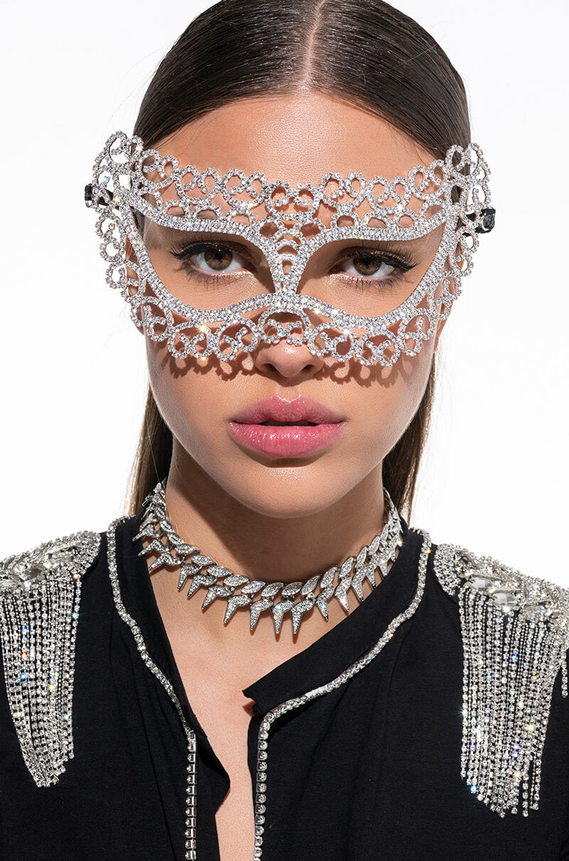 MY FACE IS DRIPPING RHINESTONE MASK