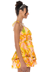 MY OWN STRIDE PATTERNED MINI ROMPER