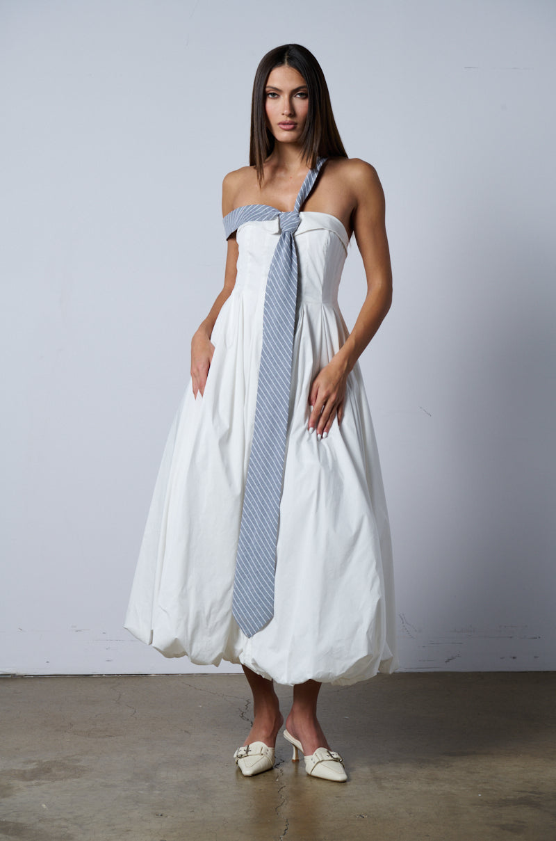 NOT YOUR BOYFRIENDS SHIRT POPLIN MIDI DRESS WITH TIE