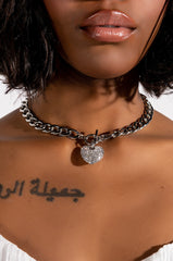 PAVE HEART CHARM NECKLACE