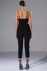 PERFECT FIT SLEEVELESS BELTED JUMPSUIT