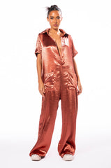 SILENT DREAMER SHORT SLEEVE SATIN JUMPSUIT